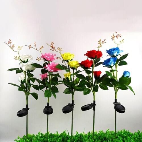 Christmas charms Outdoor Artificial Rose Solar Power LED Lawn Lamp Courtyard Holiday Decoration