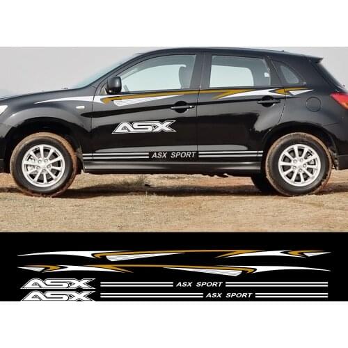 2PCS Auto Sport Door Side Skirt Stripes Stickers For Mitsubishi ASX Auto Body Reflective Decor Vinyl Decals Tuning Accessories