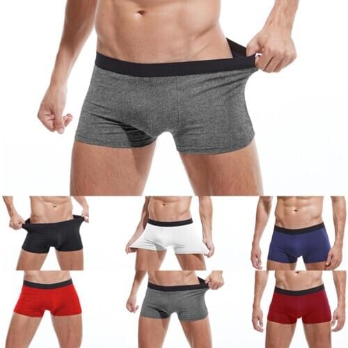 4Pcs/Set Men Solid Color Elastic Waistband Low Rise Underwear Boxers Cotton Underpants Male Comfortable Brand Shorts