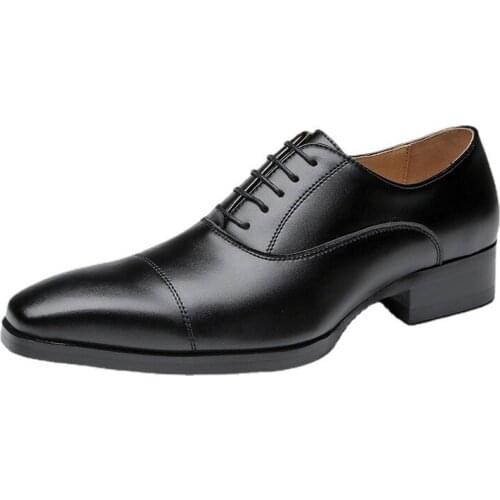 Men Derby Shoes Lace-Up Formal Casual Business Genuine Leather Office Size 39-45