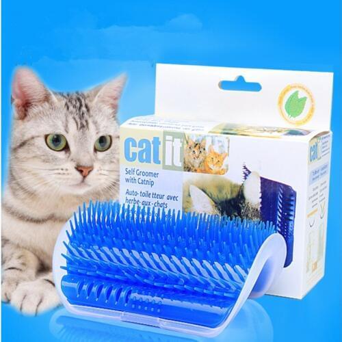 Corner Pet Brush Comb Play Cat Toy Plastic Scratch Bristles Arch Massager Self Grooming Cat Scratcher