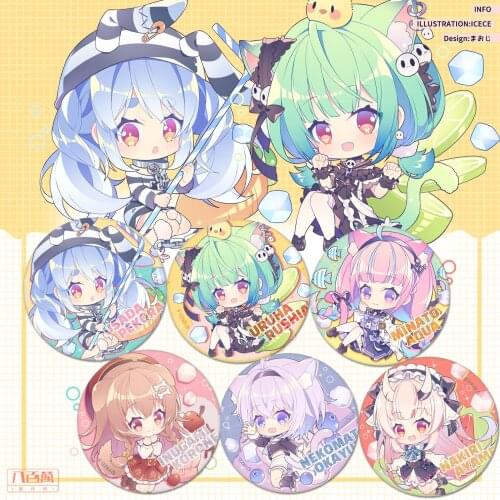 Vtuber Youtuber Hololive Cute Bags Pendant Anime Badge Brooch Bag Clothes Usada Pekora Minato Aqua Nekomata Okayu Inugami Korone