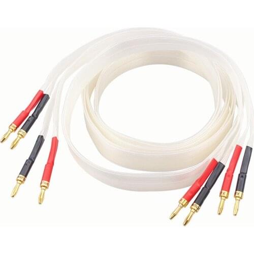 Hi-end Ribbon Audio Speaker Cable OCC Silver Plated Carbon Fiber Rhodium Plated Plug Pure Copper Gold Plated Plug