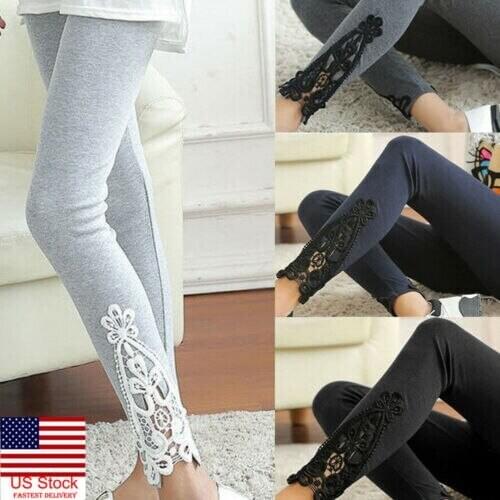 Girl Tights Women Lace Casual Fitness Leggings Skinny Stretch Sports Pants Trousers New