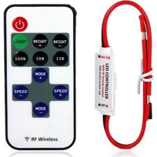 10pcs Mini RF Wireless Led Remote Controller Led Dimmer Controller For Single Color Light Strip SMD5050 SMD3528 Wire