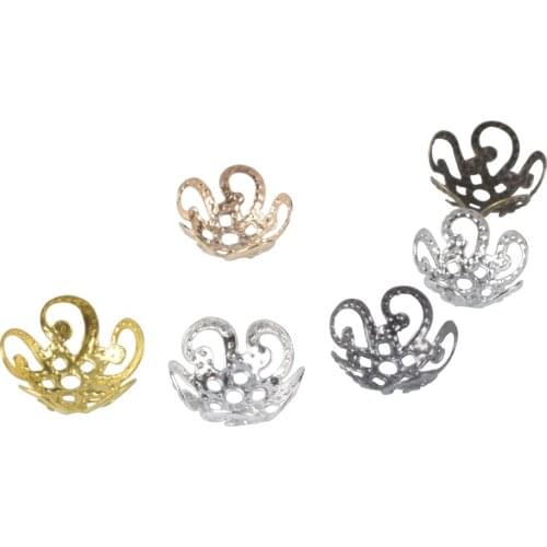 100Pcs/Lot Hollow Flower Spacer Beads End Caps DIY Jewelry Accessories Pendant Charms Filigree For Jewelry Making Supplies