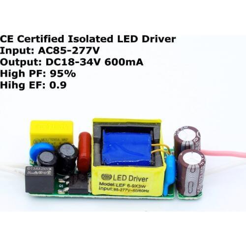 2pcs CE Certified Isolated DC 18V - 34V 600mA 20W Led Driver for LED Beads Chip Power Supply AC 110V 220V 277V