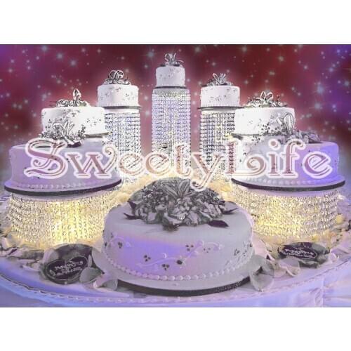 7pcs/set Crystal transparent Cake holder group Diameter 5.9"~11.8" Height 5.9"~ 17.7" Birthday acrylic cake stand for party