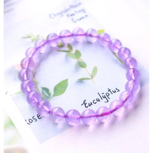 Natural Lavender Amethyst Quartz Purple Bracelet 8mm Clear Round Beads Women Men Stretch Bracelet Cube Amethyst Stone AAAAA