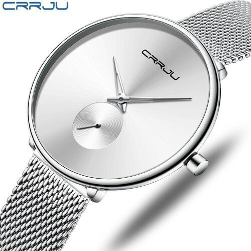 CRRJU Womens Watches 2019 Luxury Ladies Watch Fashion Minimalist Waterproof Slim Band Watches for Women Reloj Mujer