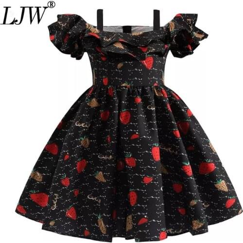Childrens clothing 2021 summer Dress For Girls new Korean girl sling strawberry print princess dress