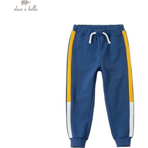 DKS16650-2 dave bella spring 5Y-13Y kids boys fashion striped pockets pants children boutique casual full-length pants