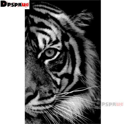 Dpsprue Full Square/Round Diamond Painting Cross Stitch Diamond 3D Embroidery Animal Tiger DIY 5D Moasic Home Decor Gift Pu32