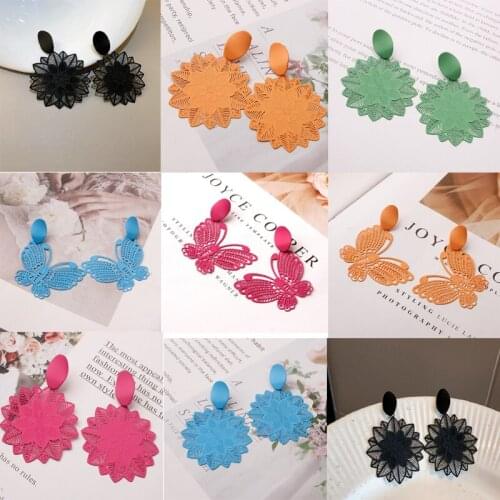 Exknl Vintage Computer Chips Flower Long Earrings Women Big Ethnic Bohemian Boho Fashion Hanging Butterfly Drop Earrings 2021