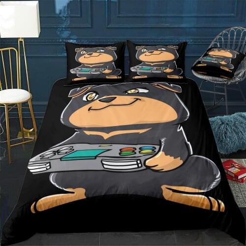 Rottweiler Gamepad Gamer K Duvet Cover Twin/Queen/King Size Luxury Comforter Bedding Set With Pillowcase Home Bed Decora