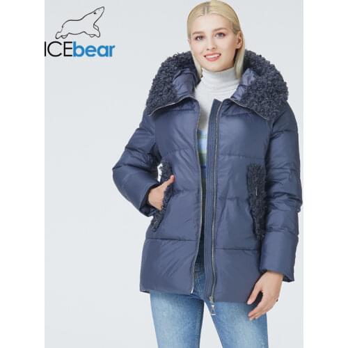 ICEbear 2021 new hooded womens jacket high-quality female clothing fashion windproof and warm brand apparel GWD21517I