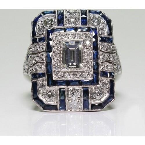 YSDLJG Classic Fashion Luxury zircon Stone Mens Wedding Ring Steampunk Vintage Women Wedding Ring Gift Male Trendy Jewelry