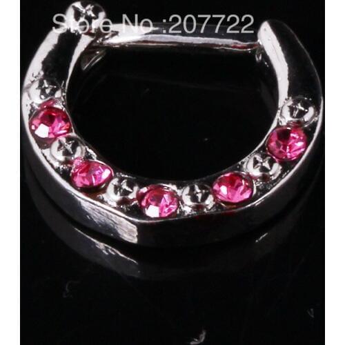 ZLDYOU 1.6*10mm Nose Ring Unisex Crystal Fake Nose Ring Stud Hoop clicker Gold Piercing Septum Clickers Piercing Jewelry