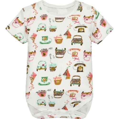 Y443 Summer hand-painted series of boys and girls baby cotton short-sleeved Car phone pattern triangle clothes baby Bodysuits