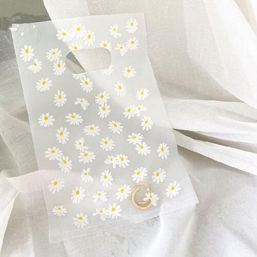 100Pcs Small daisy transparent plastic bag Pretty Mini Mixed Pattern Jewelry Earring jewelry Gift Bag Shopping Pouch 13X21cm