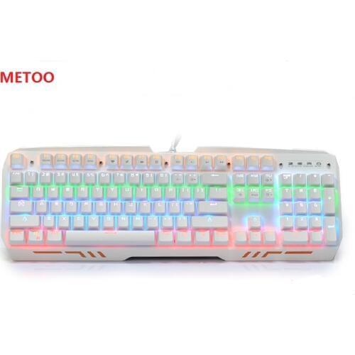 METOO Mechanical Keyboard Black/white 104 key Blue Switch Backlit Gaming Keyboard Anti-Ghosting for Desktop Tablet PC
