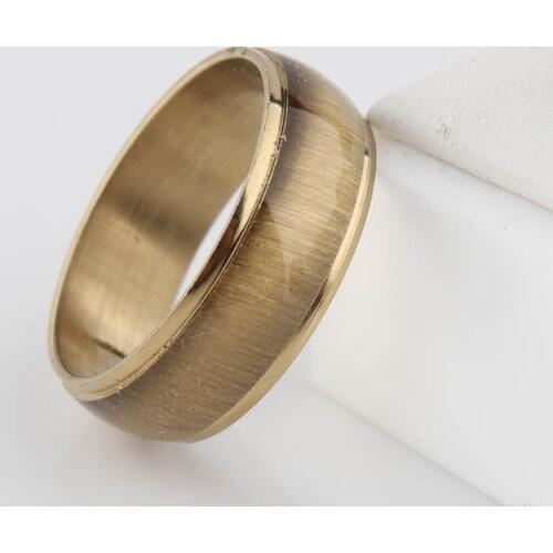 Fashion Jewelry 316L Stainless Steel Ring Titanium Yellow Oil Drip Ring not change color 6mm
