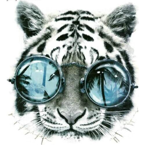 Fashion PVC Patch deal with it Clothes tiger head Heat Transfer Printing T shirt women iron on patches for clothing boy Stickers