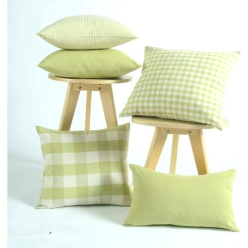 Geometric Stripe Fresh Green Cushion Cover Pastoral Style Chair/Bed/Sofa Square Pillow Cover Home Decorative
