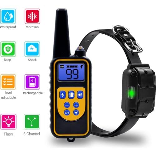 Dog Training Collar Bark Dog Collar with Remote Rechargeable Dog Shock Collar Waterproof Barking Control Collar with 4 Modes