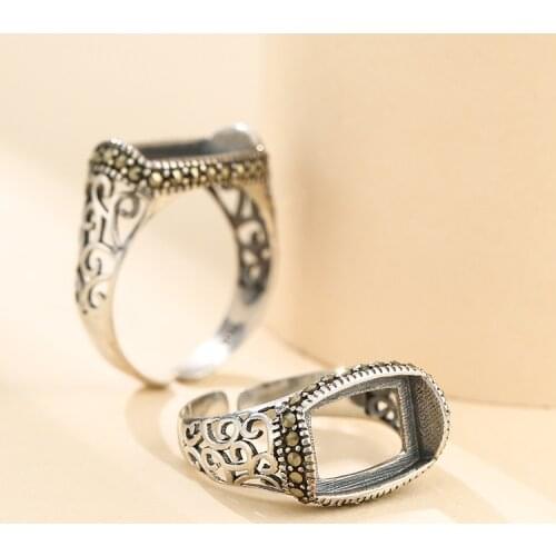 8*13mm 925 STERLING SILVER men women Semi Mount Bases Blanks base blank Pad ring Setting wedding jewelry findings diy A5886