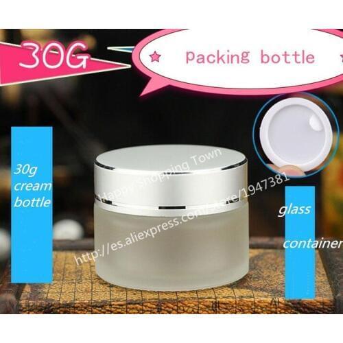 Travel bottle 30g frosted glass jars, 30ml frost cream jars, skin care cream bottles, 1 fl oz glass cosmetic containers