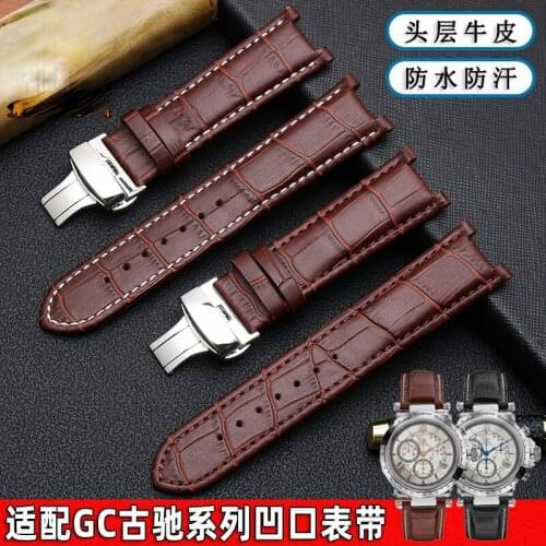 For GC Genuine Leather Watch Band Gucci Guess Gays Notch Watch Strap 22 * 13mm Men Women