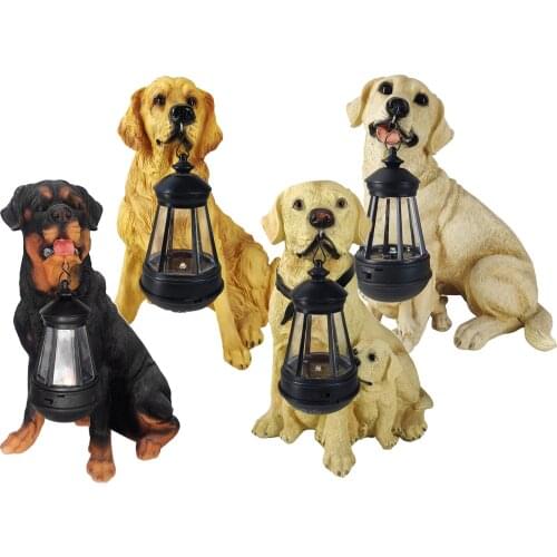 Garden Solar Powered LED Light, Dog Statues Sculpture with Detachable Solar Lamp, Home Garden Waterproof Lamp Ornament