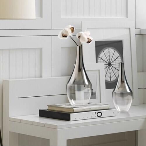 Nordic Glass Vases for Flowers Transparent Creative Silver Gradient Flower Pot Dried Plant Tabletop Vase for Home Decoration