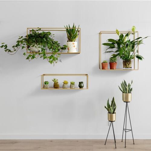 Nordic minimalist wrought iron wall partition racks living room wall decoration creative wall shelf shelf