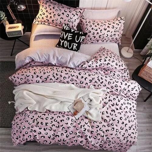 Modern Flower Printed Pink Bed Cover Set Kids Girl Duvet Cover Adult Child Bed Sheets And Pillowcases Comforter Bedding Set