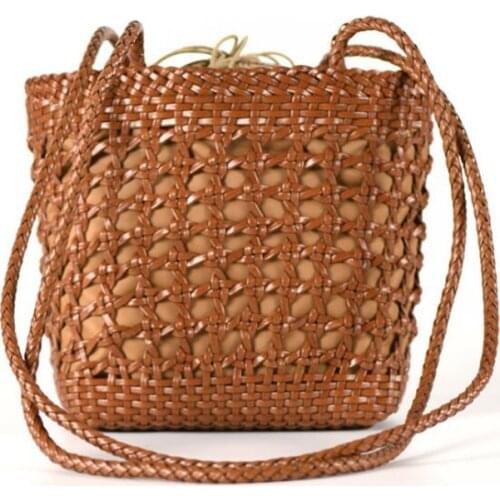 2021 spring and summer new leather hand-woven bag, hollow cross-body female bag,Girls Hollow Beach Tote Handbag