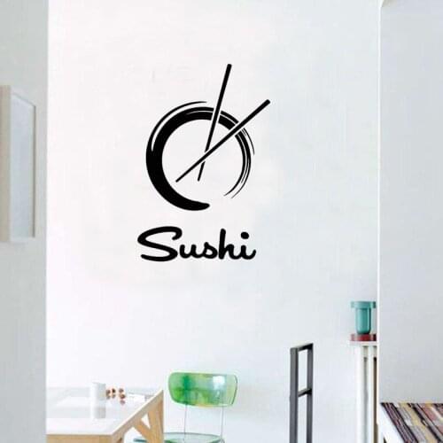 Sushi Wall Stickers Restaurant Logo Wall Decals Vinyl Removable Art Mural Japanese Food Wallpaper Poster Decoration