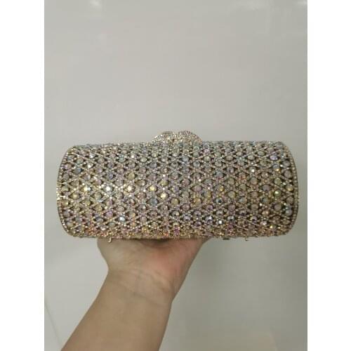 XIYUAN Women Gold/Blue/Silver Crystal Clutch Bag Evening Bags Wedding Bridal Rhinestone Handbags Party Dinner Minaudiere Purses