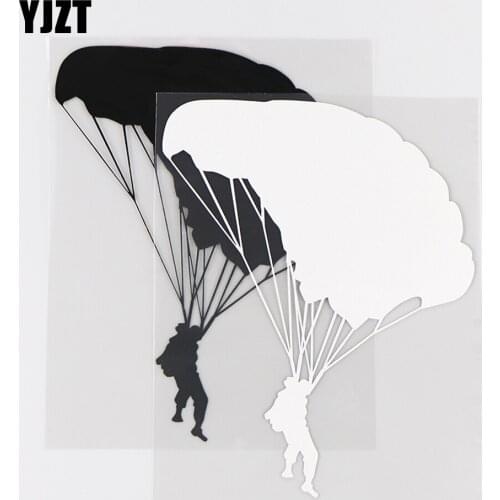 YJZT 12.2×15.5CM Personality Vinyl Decals Car Stickers Extreme Sport Skydiving Parachute Black / Silver 10A-0460