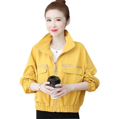Female Short Coat Thin Jacket 2021 New Style Womens Spring And Autumn Coat Outerwear Korean Loose Baseball Uniform Lady Jacket