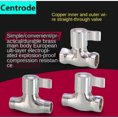1/2IN Thread Inner and Outer Wire Straight Valve Brass Angle Valve Open Valve DN15 Water Pipe Valve Switch