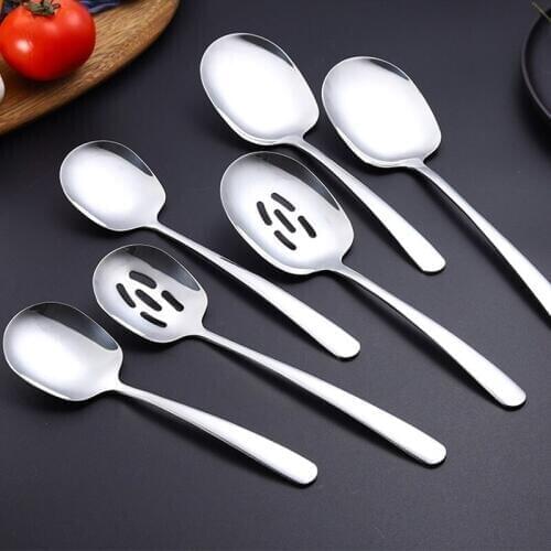 1 Pcs 304 Stainless Steel Soup Spoons Long Handle Colander Spoons For Kitchen Home Tool Cooking Utensils