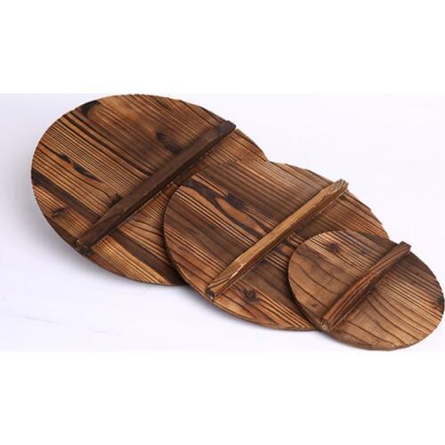 1PC Natural Wooden Pot Cover Pan Lid With Large Handle Anti-Hot Anti-Spillover 10/11.8/14/15.7Inch