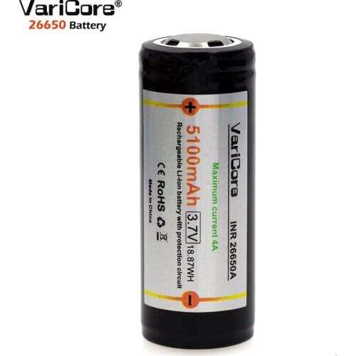 1 PCS. New VariCore Protection 26650 5100 mAh 3.7 V Lithium-Ion Rechargeable Battery with PCB 4A 3.6 V Battery For Flashlight