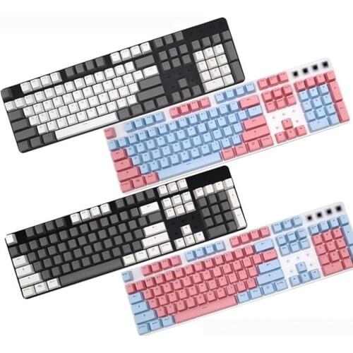 104Pcs TPE OEM Dual Colors Backlight Key Caps Keycaps Replacement Mechanical Keyboard Accessory for Cherry for Milo for NOPPOO