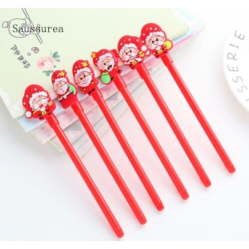 2pc Kawaii Christmas Pen Cartoon Santa Claus Gel Pen Black Ink Signature Pen Children Learning Office School Supplies Stationery