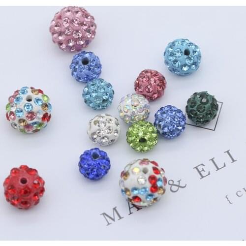 20p 8mm 10mm 12mm Czech Crystal Rhinestones Pave Clay Round Disco Ball Loose Spacer Beads DIY Beaded jewelry craft Multi-colors