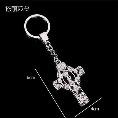 48 Pieces / New Charm Baby Baptism Cross Baptismal Keychain Jewelry, Jesus Cartoon Cross Keychain Gift