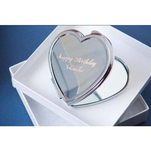50X Pocket Mirror Personalised Engraved COMPACT MIRRORS BRIDESMAIDS WIFE GIRLFRIEND SILVER COLOR #18038-1